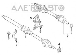 Articulația de transmisie a axului frontal stâng Ford Fusion mk5 13-20 este ruptă, bota exterioară.