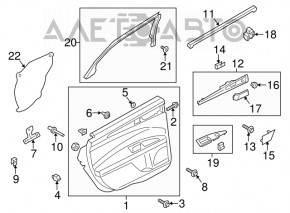 Capacul usii cardul din spate dreapta Ford Fusion mk5 13-16 negru cu insertie neagra, material textil, cotiera din piele, ornamente cromate lucioase, zgarieturi.