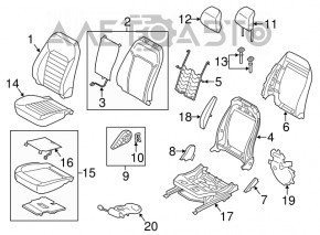 Scaun de pasager Ford Fusion mk5 13-16 cu airbag, electric, piele neagră.