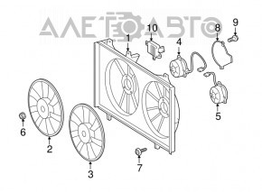 Paletele ventilatorului de răcire drept Toyota Avalon 13-18 2.5 hibrid.