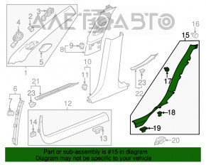 Capac prag interior spate dreapta Cadillac CTS 14- gri.