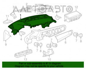 Panoul frontal al torpilei fără AIRBAG Chevrolet Camaro 16-