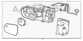 Зеркало боковое правое Chevrolet Volt 16- 5 пинов, черное