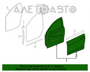 Ușă asamblată față stânga Chrysler 200 15-17 gri perlat