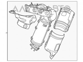 Colector de evacuare cu catalizator pentru Jeep Cherokee KL 14- 2.4