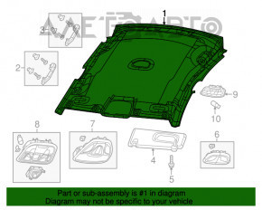 Acoperirea plafonului pentru Chrysler 200 15-17 fără panoramică, gri, materialul textil s-a desprins.