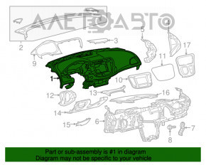 Торпедо передняя панель без AIRBAG Chrysler 200 15-17 черн с синей вставкой