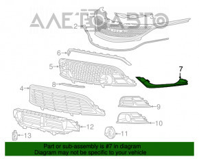 Moldura grilei inferioare a bara de protecție față stânga Chrysler 200 15-17 crom nisip, fixări