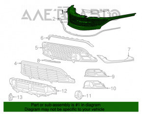 Решетка радиатора grill Chrysler 200 15-17 в сборе с молдингом и значком, надломы