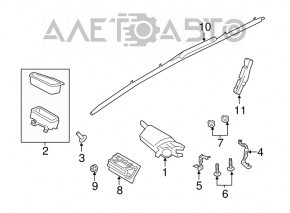 Airbag-ul genunchiului pentru șofer, stânga, Ford Escape MK3 13-19, negru.