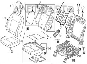 Пассажирское сидение Ford C-max MK2 13-18 без airbag, механич, тряпка черно-серое