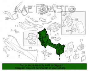 Consola centrală cu cotieră pentru Ford C-max MK2 13-18, piele neagră, zgârieturi.