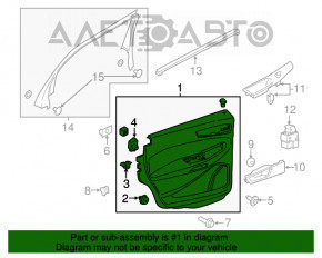 Capacul usii cardul din spate stanga Ford Edge 15-18 negru, piele, zgarietura