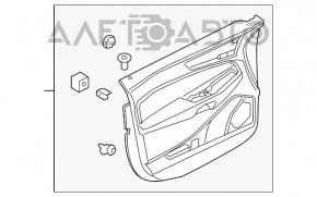 Capacul ușii, cartela frontală stânga Ford Edge 15-18 piele neagră, cusătură albă titan, zgârieturi.