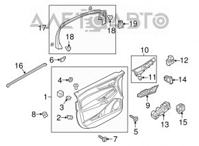 Capacul ușii, cartela frontală stânga Ford Edge 15-18 piele neagră, cusătură albă titan, zgârieturi.