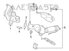 Tubul de admisie cu catalizator pentru Ford Edge 15-18 2.0T are un șurub rupt.