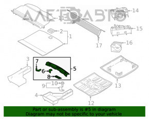 Capacul portbagajului Ford Edge 15- negru, zgârieturi, plastic decolorat, fixările rupte.