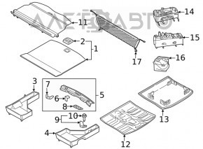 Capacul portbagajului Ford Edge 15- negru, zgârieturi, plastic decolorat, fixările rupte.