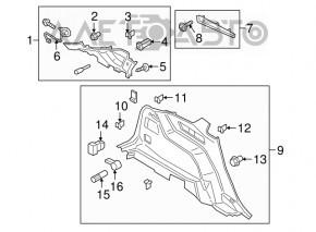 Capacul arcului stâng Ford Edge 15- negru șters, marginea ruptă