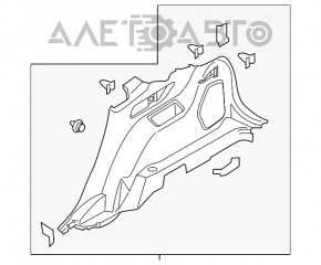 Capacul arcului drept Ford Edge 15- negru, subwoofer, zgârieturi, plastic decolorat.