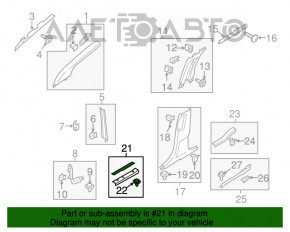 Decorație prag stânga față Ford Edge 15 - neagră, închidere ruptă