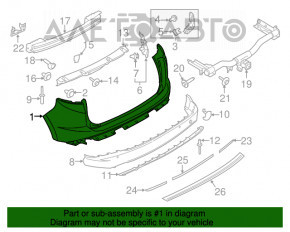 Bara spate goală Ford Edge 15-18 pre-restilizare fără senzori de parcare, gri