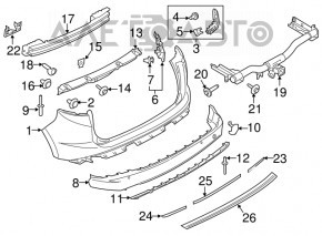 Bara spate goală Ford Edge 15-18 pre-restilizare fără senzori de parcare, gri