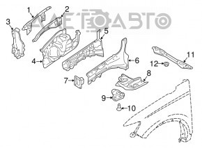 Aripa din față dreapta Ford Edge 15-18 albastră pe caroserie.