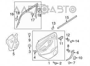 Capacul ușii cardul din spate stânga Ford Escape MK3 13-16, gri, zgârieturi.