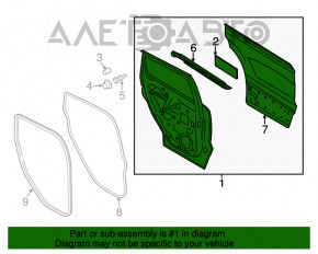 Ușa goală din spate, dreapta, pentru Ford Escape MK3 13-19, nouă, neoriginală