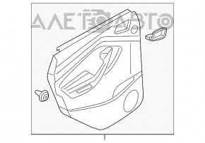 Обшивка двери карточка задняя правая Ford Escape MK3 13-16 дорест беж с беж вставкой пластик, подлокотник кожа, царапины