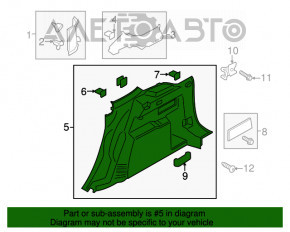 Capacul arcului drept Ford Escape MK3 13-19 negru, zgâriat, fără capac de protecție.