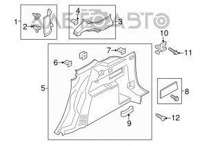 Capacul arcului drept Ford Escape MK3 13-19 negru, zgâriat, fără capac de protecție.