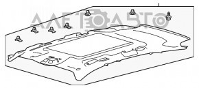 Acoperirea plafonului pentru Ford Escape MK3 13-16, gri, fără geam panoramic, cu îndoire la plafon.