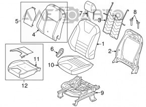 Scaun pasager Ford Escape MK3 13-19 fără airbag, manual, material textil negru-gri.