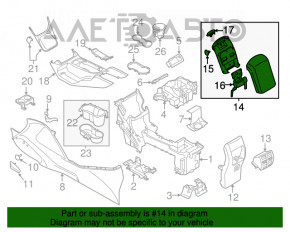 Consola centrală cu cotieră și suporturi pentru pahare Ford Escape MK3 13-16 din piele neagră, zgâriată, fără capace.