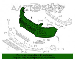 Bara fata goala Ford Escape MK3 13-16 pre-restilizare gri, crapatura la prindere, arsa.