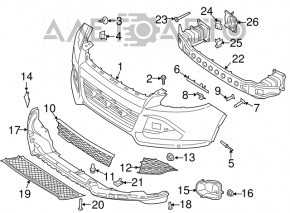 Bara fata goala Ford Escape MK3 13-16 pre-restilizare grafit, crapatura, zgariata.