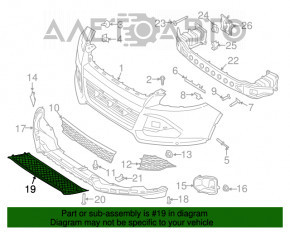 Накладка губы переднего бампера Ford Escape MK3 13-16 дорест замят, надрыв