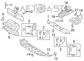 Protecția pentru bara de protecție față Ford Escape MK3 13-16 pre-restilizare, lipsesc fragmente, crăpături, rupturi.