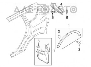 Capacul aripii spate stânga Ford Escape MK3 13-16 este deteriorat, prinderea este ruptă, uzată.