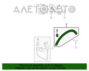 Capacul aripii din spate dreapta Ford Escape MK3 13-16 pre-restilizare.