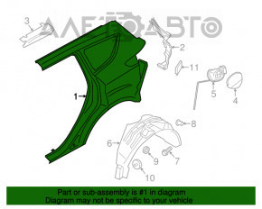 Aripa spate stânga Ford Escape MK3 13-19, pe caroserie, roșie.