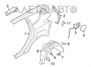 Aripa spate stânga Ford Escape MK3 13- grafit.