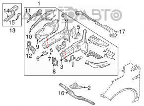 Partea din față stânga Ford Escape MK3 13-16, culoare argintie.