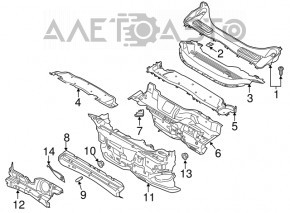 Grila stergatoarelor din plastic Ford Escape MK3 13-19 are o prindere rupta, defect la etansare.