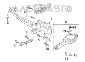 Maneta superioară din spate dreapta Ford Escape MK3 13-19 FWD ruginită.