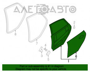 Ușa din spate dreapta asamblată Ford Focus mk3 11-18 grafit J7, zdrobită.