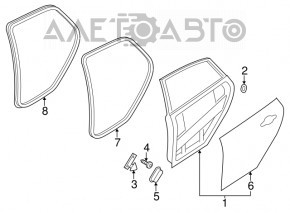 Ușa din spate dreapta asamblată Ford Focus mk3 11-18 roșie PQ, lovituri, ciobituri.