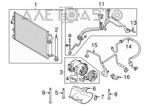 Трубка кондиционера печка-конденсер Ford Focus mk3 11-18 2.0 с датчиком, длинная